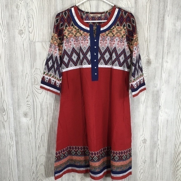 AVAASA Kurta Red Blue Size Medium - Picture 1 of 11